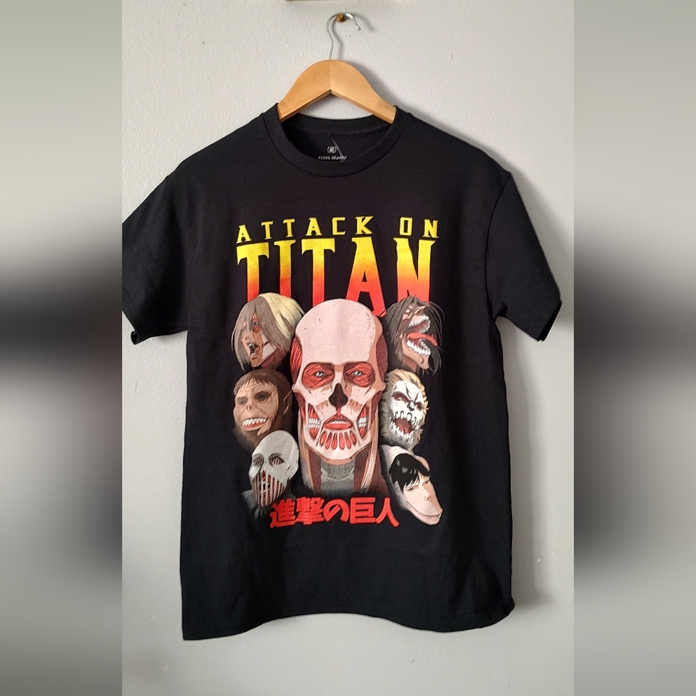 Mens Attack on Titan Graphic T Shirts Short Sleeves Size Medium New black